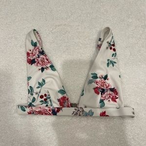 White pink and blue flower swim top
